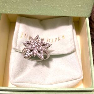 JUDITH RIPKA STERLING SILVER  CLAD DIAMONIQUE STAR RING SIZE 7
